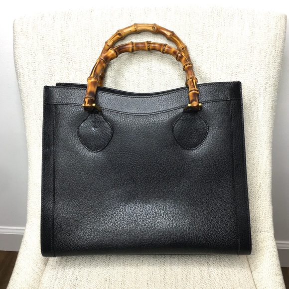 Gucci Handbags - Authentic GUCCI DIANA black leather bag bamboo handles